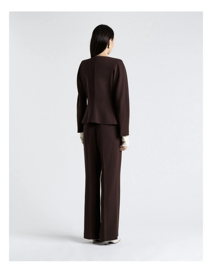 Coffee Double Weave Flared Leg Pant in Brown image 2