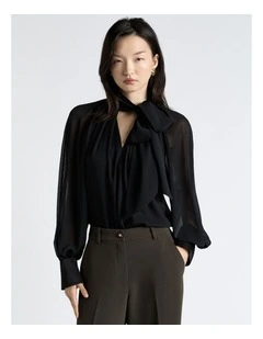 Yoryu Georgette Blouse in Black