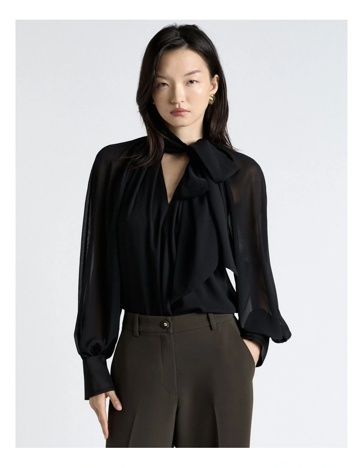 Yoryu Georgette Blouse in Black image 1