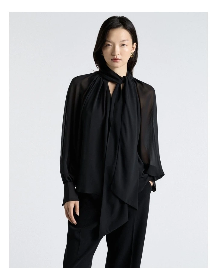 Yoryu Georgette Blouse in Black image 3