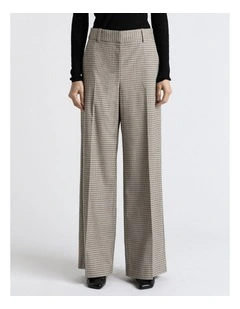 Heritage Check Wide Leg Pant in Grey