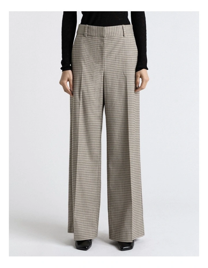 Heritage Check Wide Leg Pant in Grey image 1