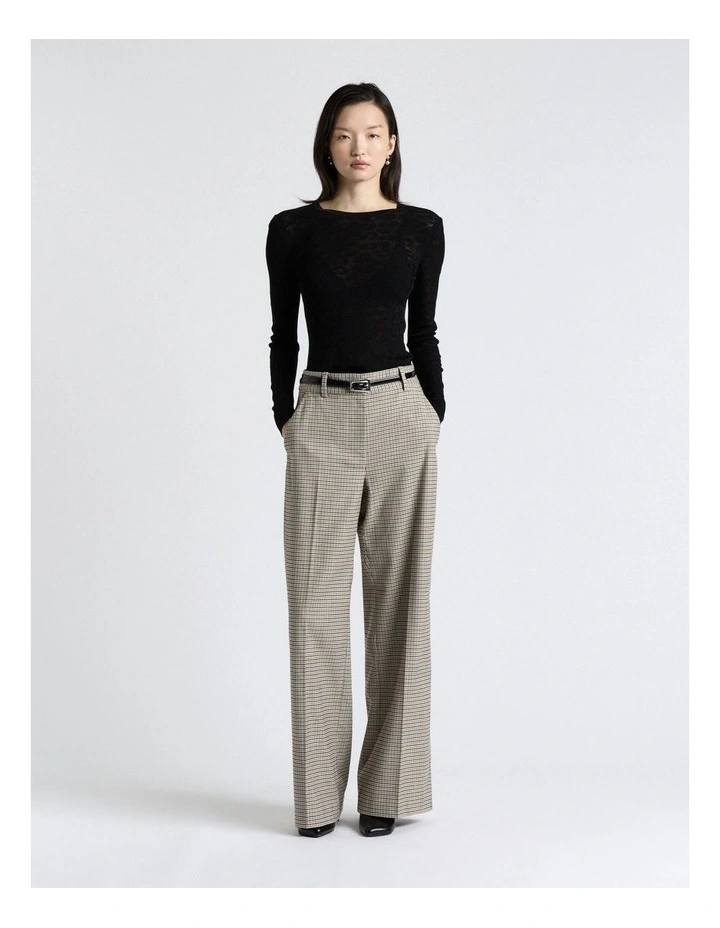 Heritage Check Wide Leg Pant in Grey image 3