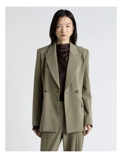 Moss Melange Suiting Double Breasted Blazer
