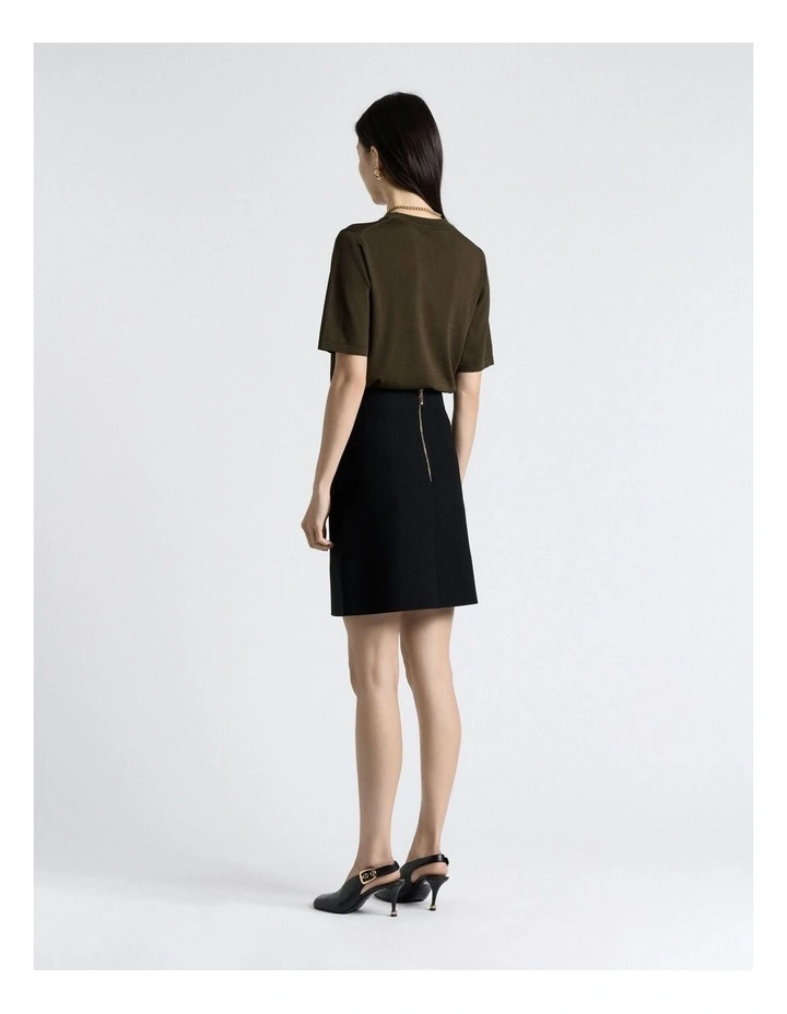 Khaki Knitted Tee in Green image 2