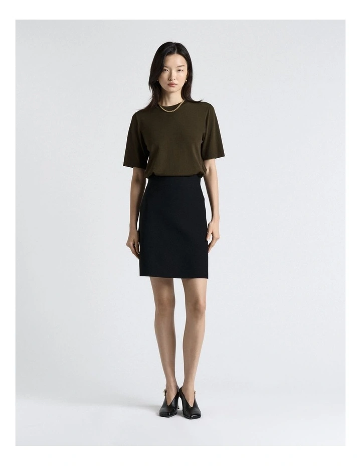 Khaki Knitted Tee in Green image 4