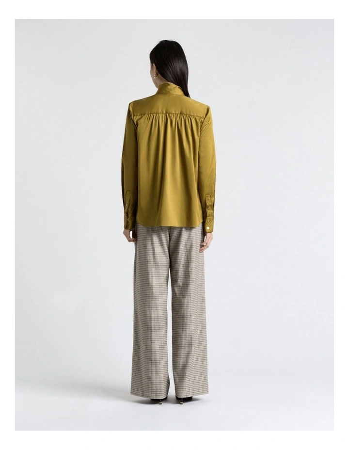 Stretch Cotton Blouse in Chartreuse image 2