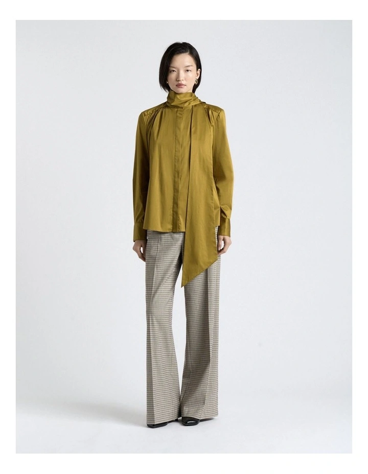 Stretch Cotton Blouse in Chartreuse image 4