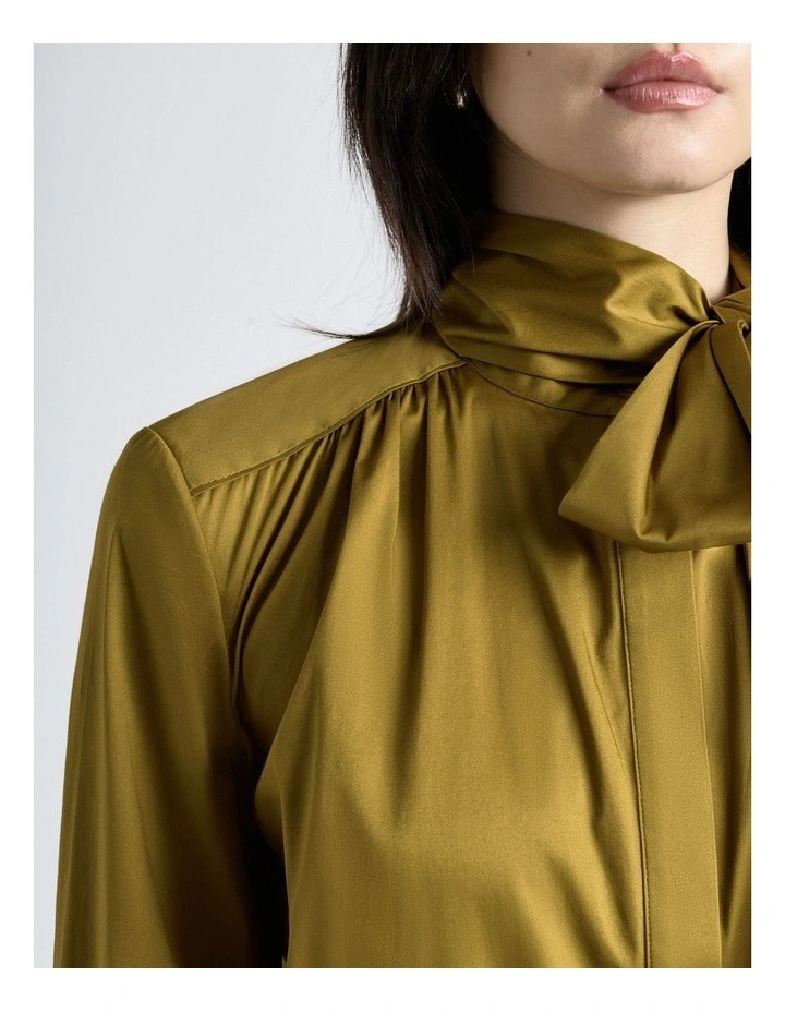 Stretch Cotton Blouse in Chartreuse image 5