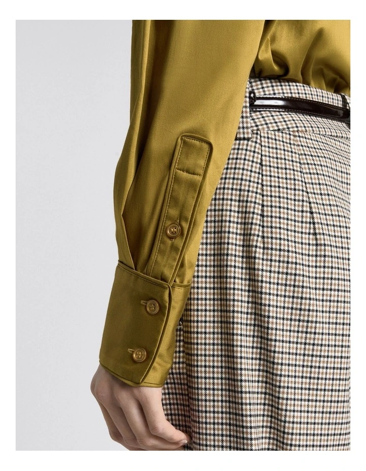 Stretch Cotton Blouse in Chartreuse image 6