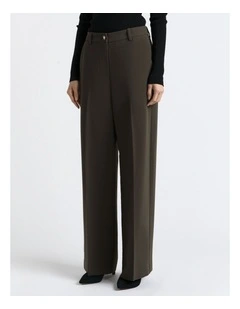 Double Weave Wide Leg Pant in Khaki