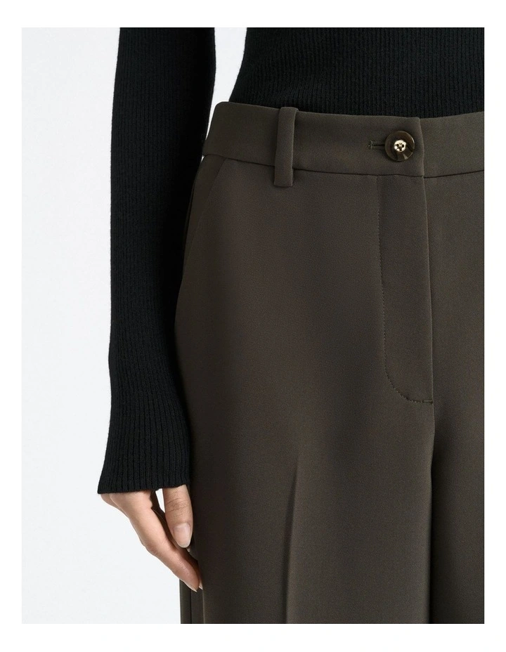 Double Weave Wide Leg Pant in Khaki image 3