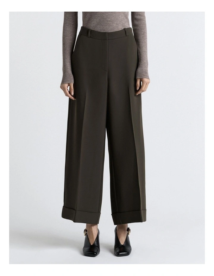 Double Weave Cropped Pant in Khaki image 1
