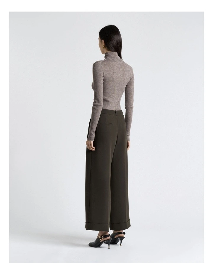 Double Weave Cropped Pant in Khaki image 2