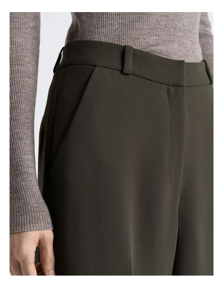 Double Weave Cropped Pant in Khaki image 3