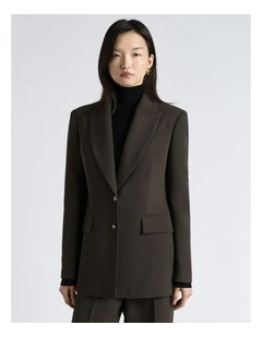 Double Weave Hourglass Blazer in Khaki