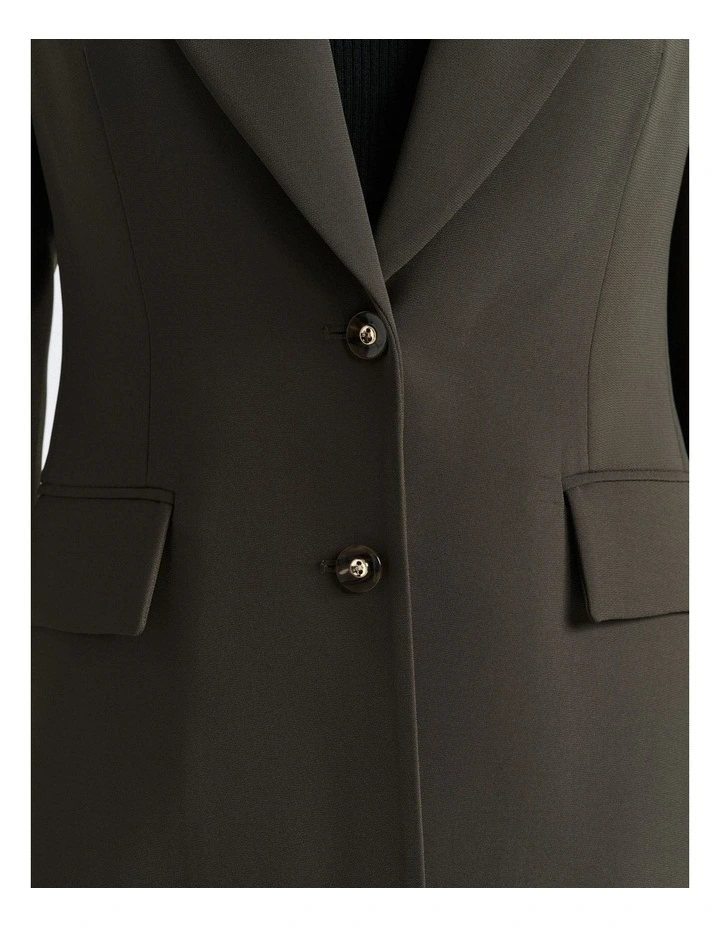 Double Weave Hourglass Blazer in Khaki image 3