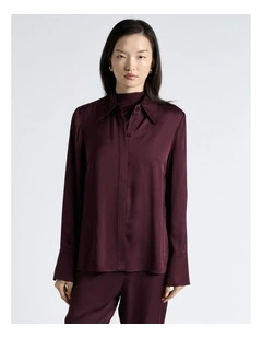 Viscose Satin Shirt in Purple