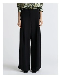 Crepe Wide Leg Pant in Black