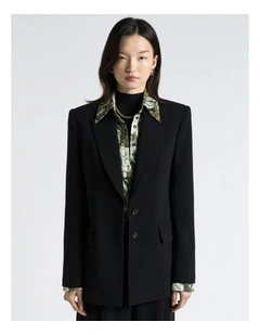 Crepe Hourglass Blazer in Black