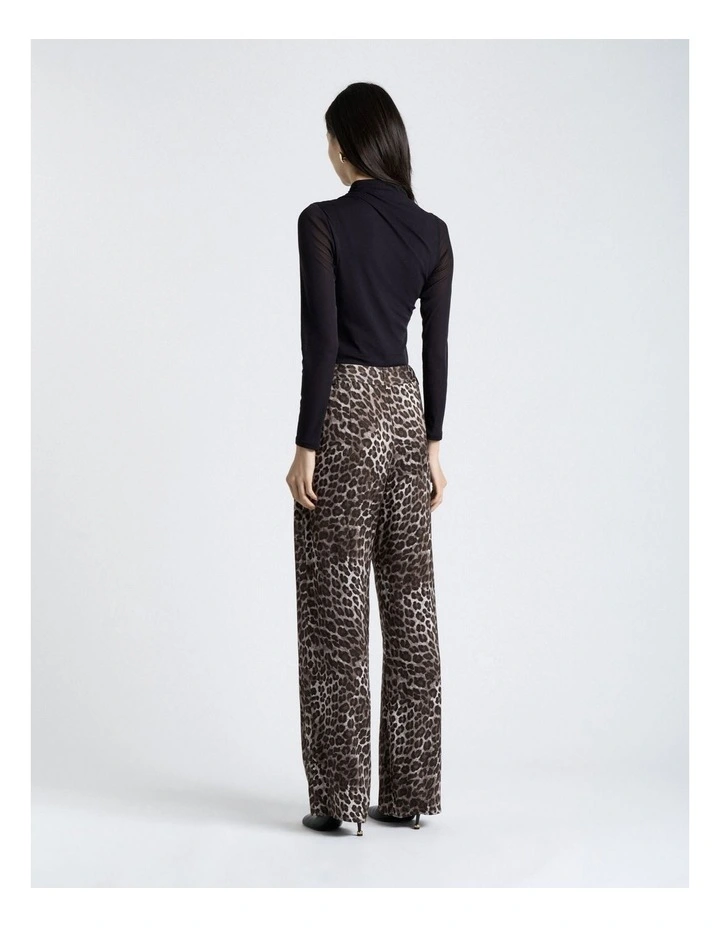 Leopard Viscose Satin Wide Leg Pant in Multi image 2