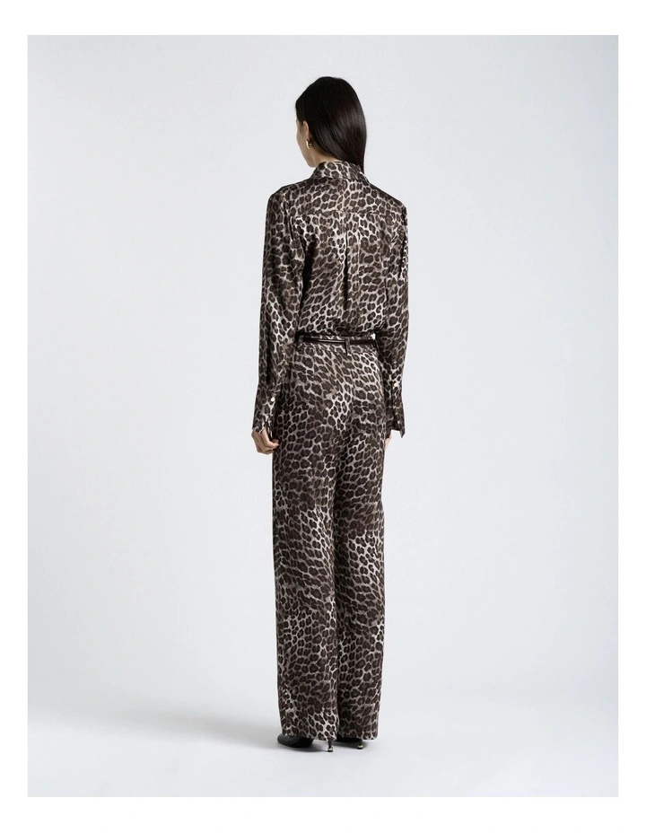 Leopard Viscose Satin Shirt in Multi image 2