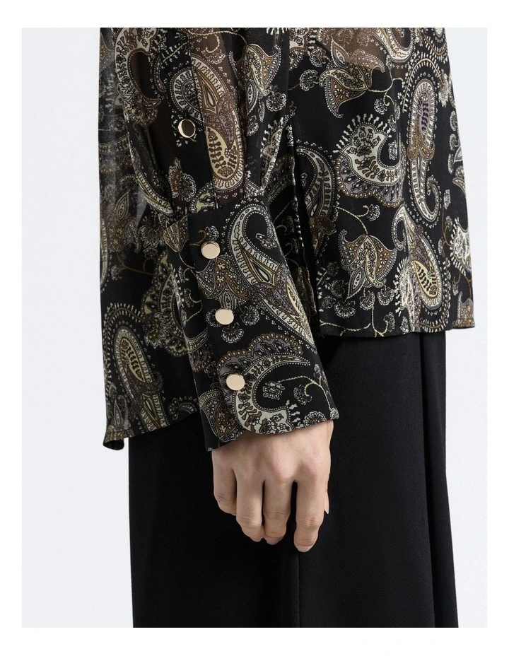 Paisley Georgette Shirt in Black image 4