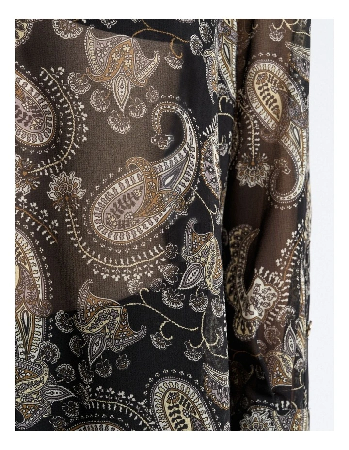 Paisley Georgette Shirt in Black image 5