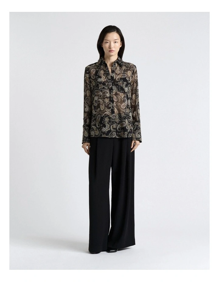 Paisley Georgette Shirt in Black image 6