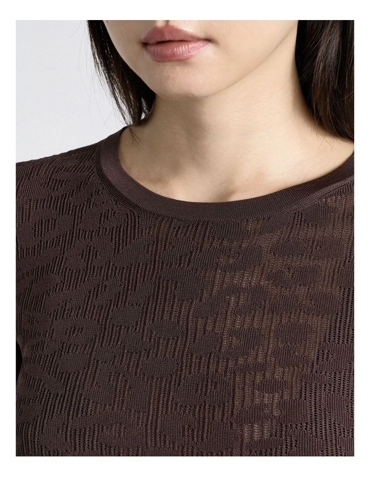 Lace Knit Long Sleeve Tee in Brown image 4