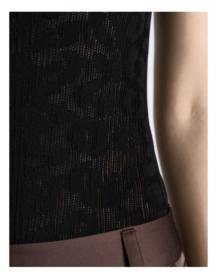 Lace Knit Body Suit in Black image 4