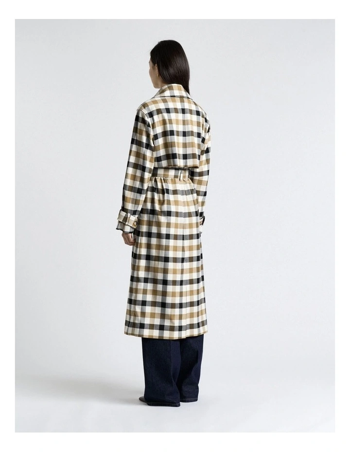 Check Trench Coat in Caramel image 2