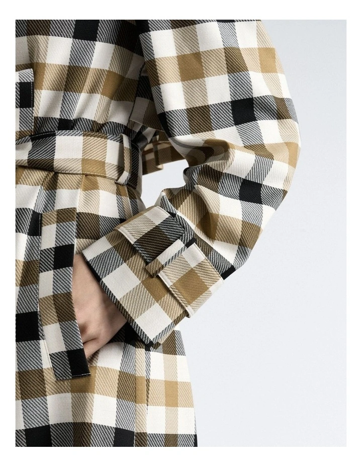 Check Trench Coat in Caramel image 4