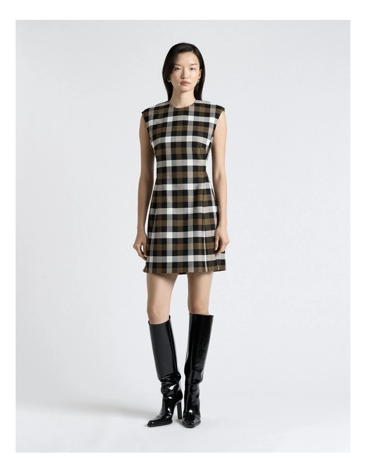 Check Mini Dress in Olive image 1