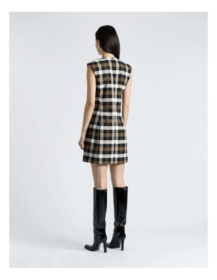 Check Mini Dress in Olive image 2