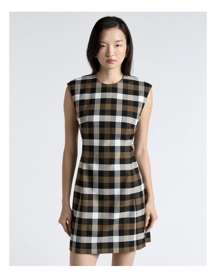 Check Mini Dress in Olive image 3