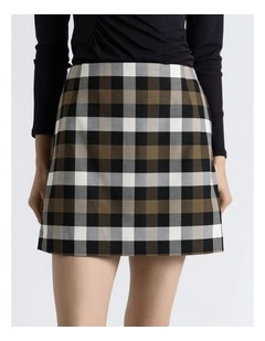 Check Mini Skirt in Olive