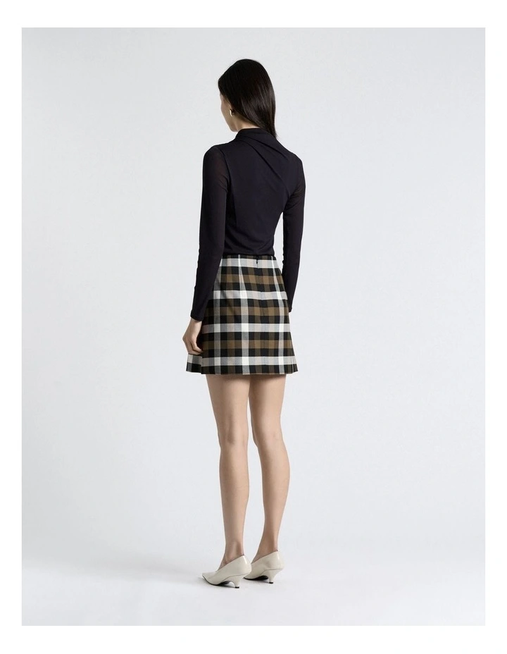 Check Mini Skirt in Olive image 2