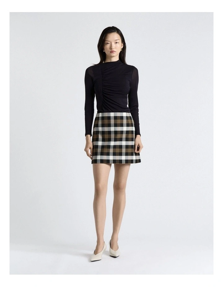 Check Mini Skirt in Olive image 3