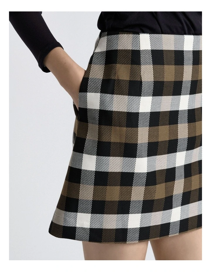 Check Mini Skirt in Olive image 4