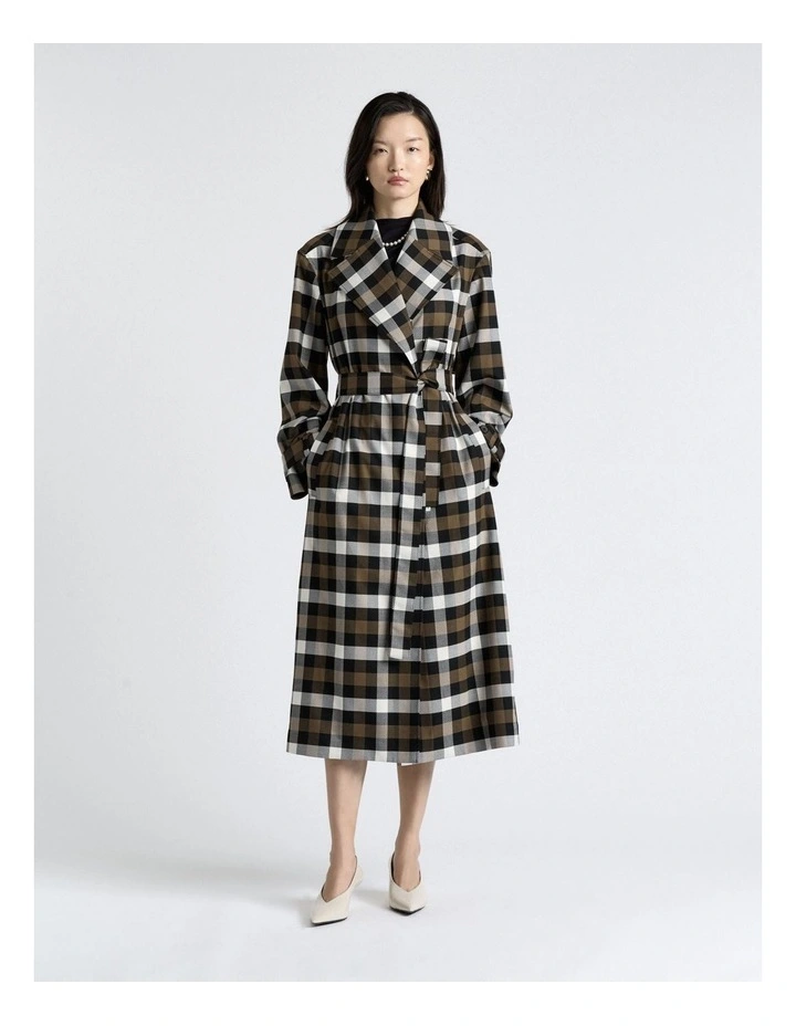 Check Trench Coat in Olive image 1