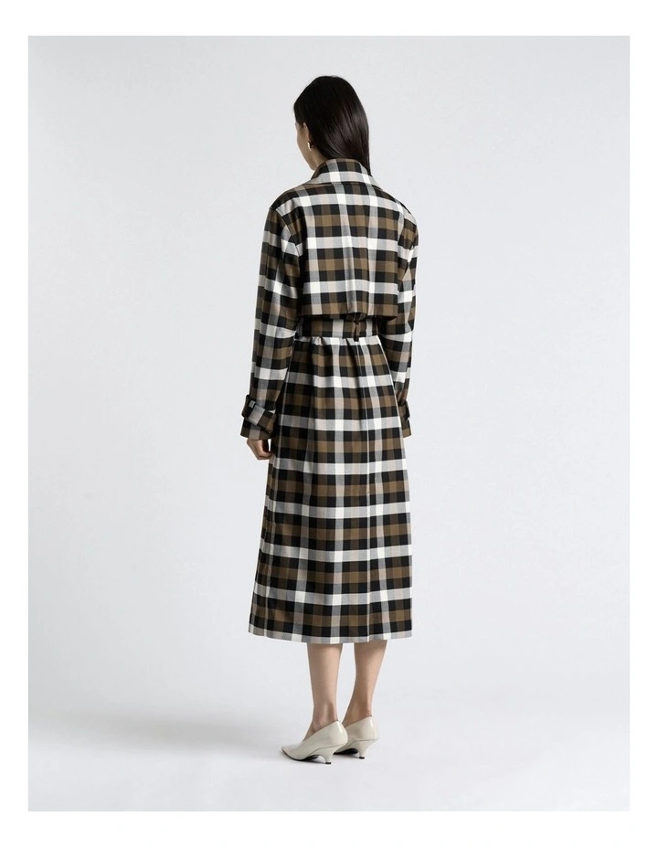 Check Trench Coat in Olive image 2
