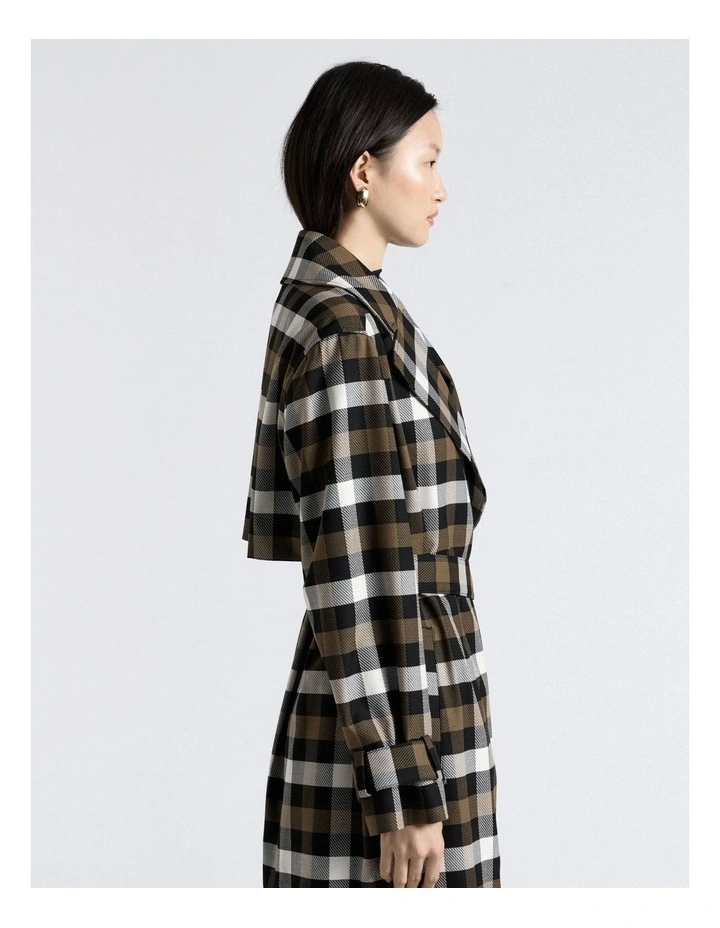 Check Trench Coat in Olive image 4