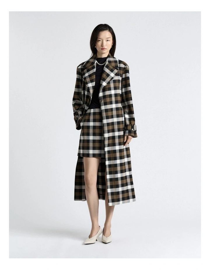 Check Trench Coat in Olive image 6