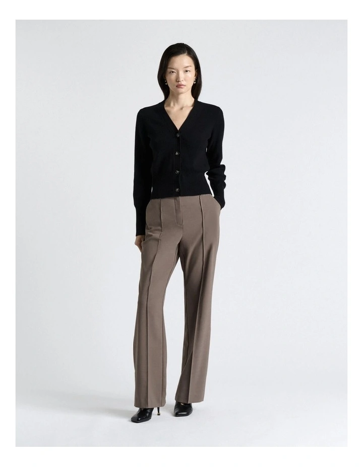 Merino Rib Cardigan in Black image 3