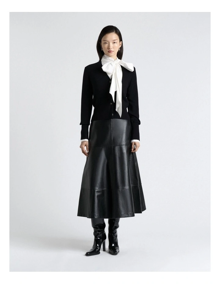 Merino Rib Cardigan in Black image 4