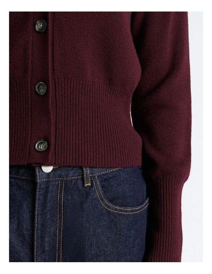 Merino Rib Cardigan in Brown image 4