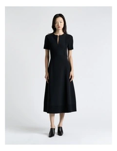 Milano Ottoman Stitch Midi Dress in Black