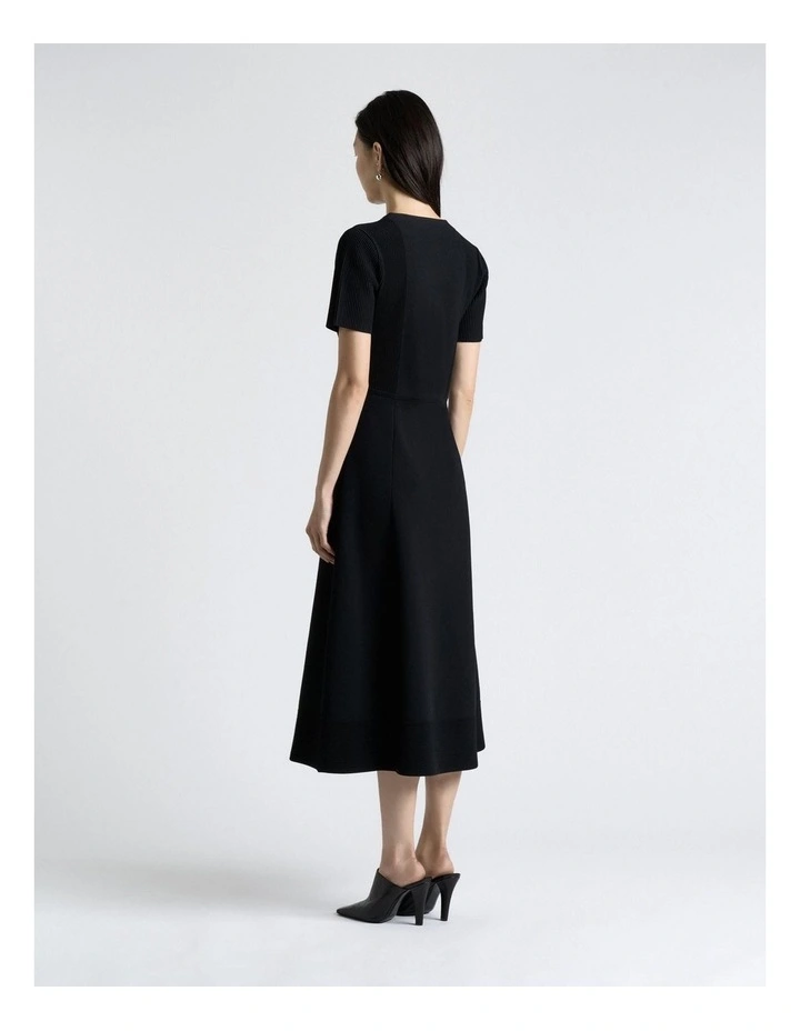 Milano Ottoman Stitch Midi Dress in Black image 2