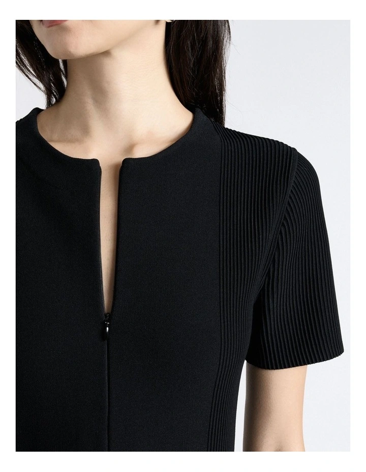 Milano Ottoman Stitch Midi Dress in Black image 4